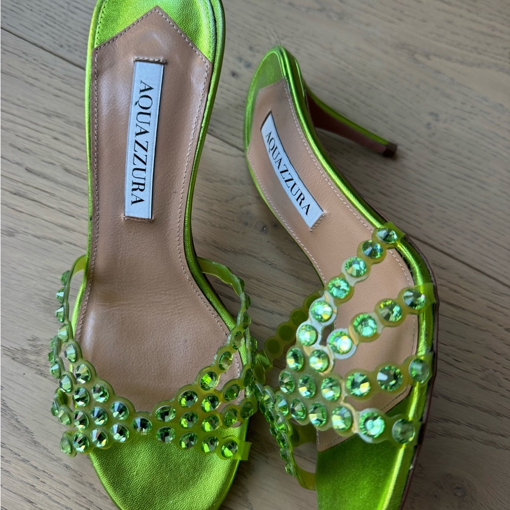 Aquazurra Tequila Crystal-Embellished Leather Heels - Picture 3 of 7